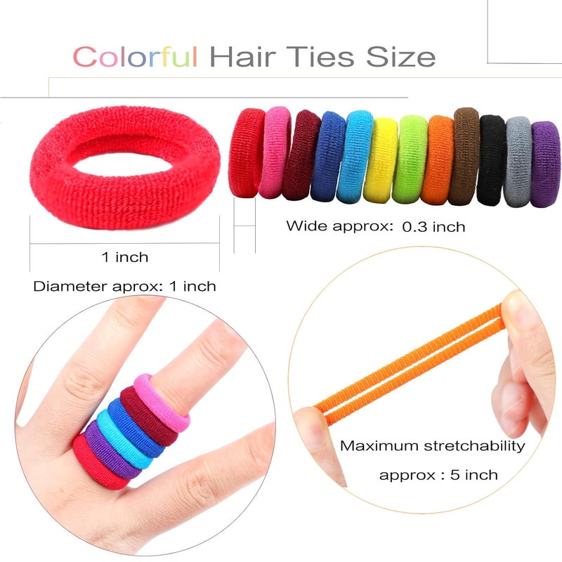 WillingTee 120 Pcs Baby Hair Ties, Cotton Toddler Hair Ties for Girls and Kids, Multicolor Small Seamless Hair Bands Elastic Ponytail Holders,Bright Color - Image 2